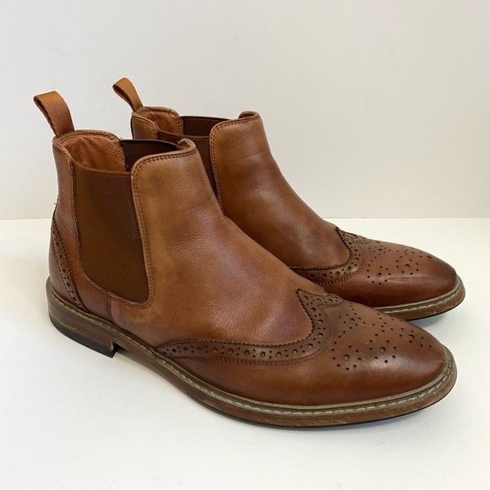 Florsheim Men's Streets Chelsea Gore Boots Wingtip Brown Leather Size 8.5